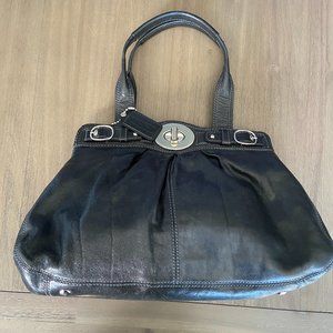 Coach Garnet Black Leather Pleated Shoulder Bag